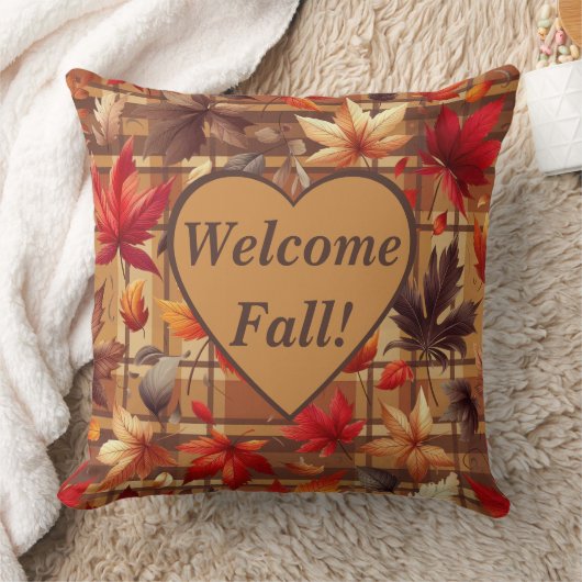 ようこそ秋!紅葉装飾 クッション (ブランケット)