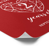 ようこそ第2回ガーネット記念日のハート パーソナライズされた ポスター (角)