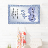 ようこそ第65番クール目の数字のパターン-青/白 横断幕 (インサイチュ)