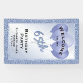 ようこそ第65番クール目の数字のパターン-青/白 横断幕 (横)