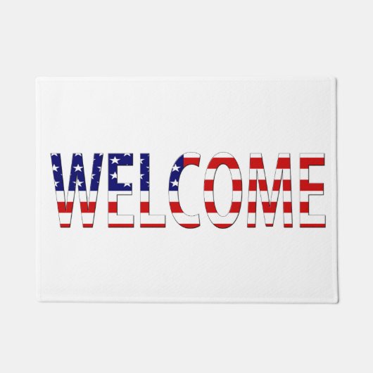 ようこそ米国国旗dmcntにオーバーレイ ドアマット (正面)