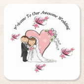 ようこそ素晴らしの結婚コースター スクエアペーパーコースター (正面)