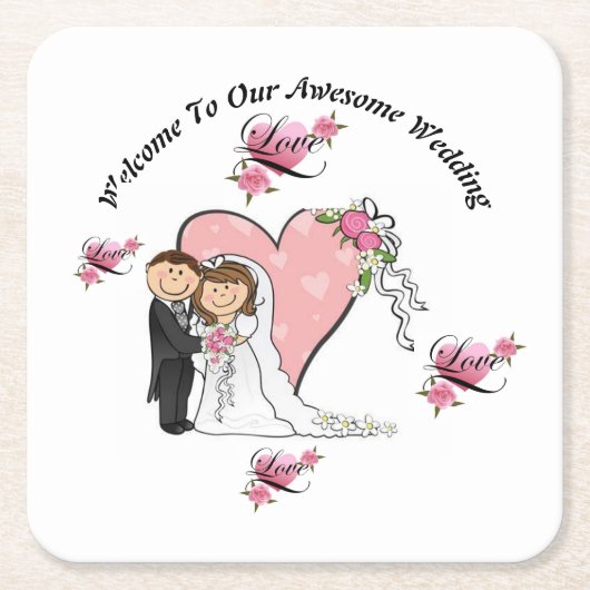 ようこそ素晴らしの結婚コースター スクエアペーパーコースター (正面)