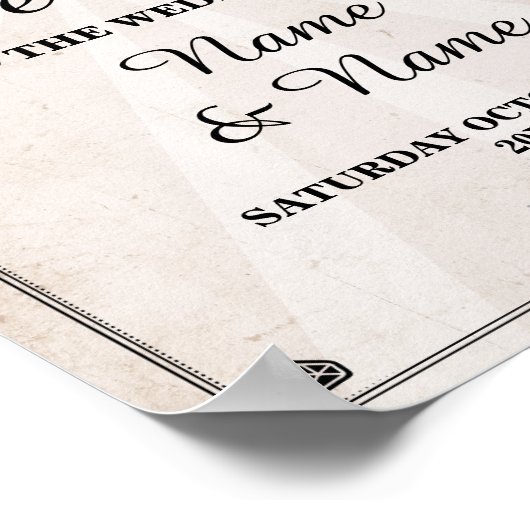 ようこそ素朴スカルハロウィン結婚サインのバラ ポスター (角)