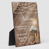 ようこそ素朴- Wood Barrel & String Lights フォトプラーク (側面)