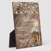 ようこそ素朴- Wood Barrel & Whiteフローラ フォトプラーク (側面)