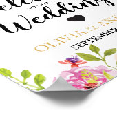 ようこそ結婚のオレンジ色のピンクの水の色のフローラ | ポスター (角)