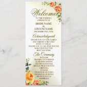 ようこそ結婚のオレンジ色の黄色の赤いフローラ緑 プログラム (正面)