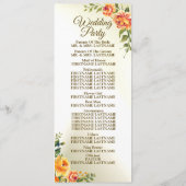 ようこそ結婚のオレンジ色の黄色の赤いフローラ緑 プログラム (裏面)