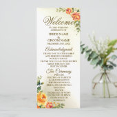 ようこそ結婚のオレンジ色の黄色の赤いフローラ緑 プログラム (スタンド正面)