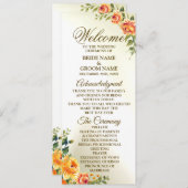 ようこそ結婚のオレンジ色の黄色の赤いフローラ緑 プログラム (正面/裏面)