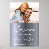 ようこそ結婚のサインのシルバーフォトスクリプト ポスター (正面)