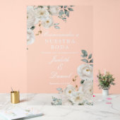 ようこそ結婚のサインインスペインの アクリルサイン (ウェディング)