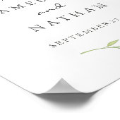 ようこそ結婚のサインウォーター色のグリーンリーフ ポスター (角)