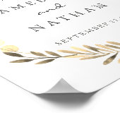 ようこそ結婚のサインウォーター色金ゴールドリーフリース ポスター (角)