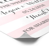 ようこそ結婚のサインピンクの花ストライプ類 ポスター (角)