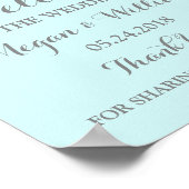 ようこそ結婚のサインピンクウォーターカラーフラワーブルー ポスター (角)