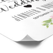 ようこそ結婚のサインピンク牡丹の水色の花 ポスター (角)