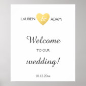 ようこそ結婚のサインフェイク金ゴールドハート、名前をカスタムする ポスター (正面)