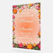 ようこそ結婚のサインレッドイエローオレンジフローラ アクリルサイン (傾斜)