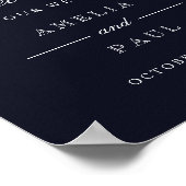 ようこそ結婚のサイン海軍ピンクの水の色の牡丹 ポスター (角)