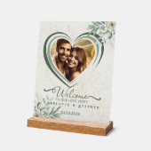 ようこそ結婚のサイン私たちの愛の写パーソナライズされた真 アクリルサイン (傾斜)