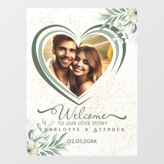 ようこそ結婚のサイン私たちの愛の写パーソナライズされた真 ウィンドウサイン (シート)