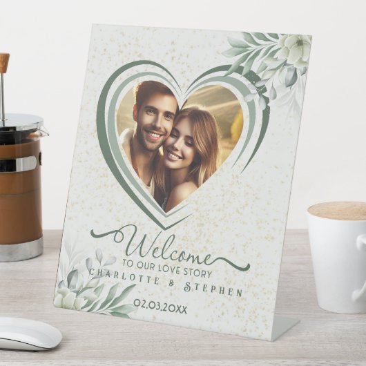 ようこそ結婚のサイン私たちの愛の写パーソナライズされた真 台座サイン (インサイチュ)
