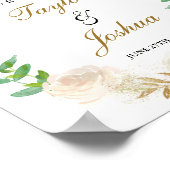 ようこそ結婚のサイン赤面金ゴールド水色 ポスター (角)