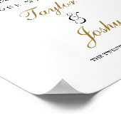 ようこそ結婚のサイン金ゴールドフローラリーフの水色 ポスター (角)