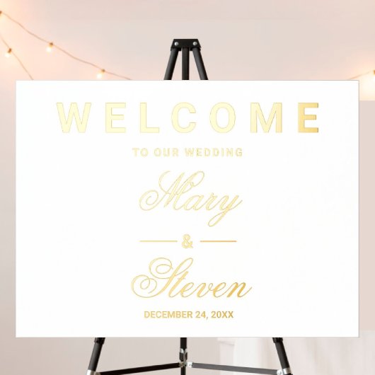 ようこそ結婚のサイン金ゴールド 箔ポスター