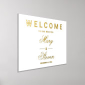 ようこそ結婚のサイン金ゴールド 箔ポスター (レイダウン)