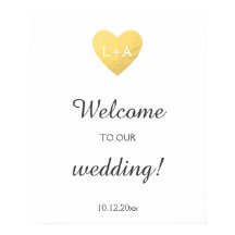 ようこそ結婚のサイン、フェイク金ゴールドハート、イニシャル