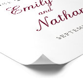 ようこそ結婚のサインBurgundy Waterカラーフローラ ポスター (角)