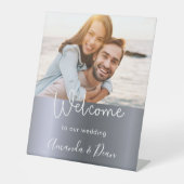 ようこそ結婚のシルバーフォトスクリプト 台座サイン (正面)