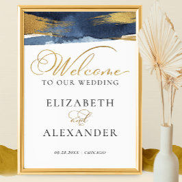 ようこそ結婚のシンボルや象徴 |水色抽象芸術金色 ポスター