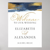 ようこそ結婚のシンボルや象徴 |水色抽象芸術金色 ポスター (正面)