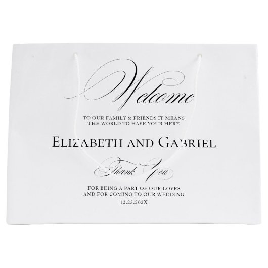 ようこそ結婚のバッグありがとう ラージペーパーバッグ (正面)