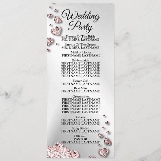 ようこそ結婚のピンクの桃の光沢のあるハート幾何学的 プログラム (裏面)