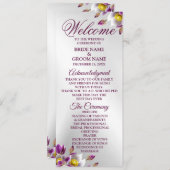 ようこそ結婚のフローラピンク紫シルバエレガント プログラム (正面/裏面)