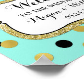 ようこそ結婚のブルーブラック金ゴールド紙吹雪 ポスター (角)