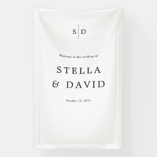 ようこそ結婚のモノグラム生地バナー 横断幕