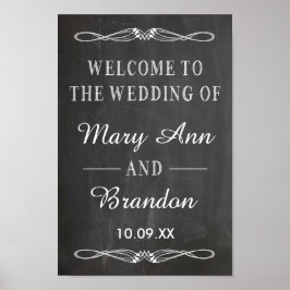 ようこそ結婚の垂直な黒板の看板 ポスター