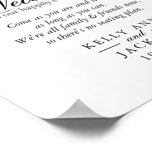 ようこそ結婚の座席 – 紫かわいらしの花 ポスター (角)