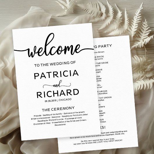 ようこそ結婚の式典プログラム書 プログラム