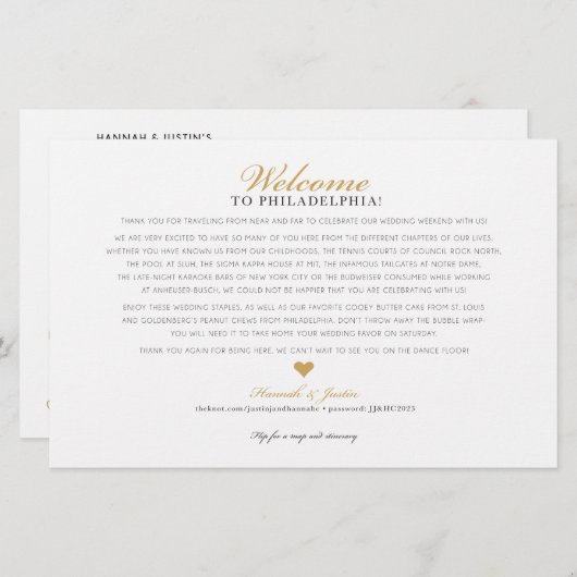 ようこそ結婚の旅程マップカード – カスタムHannah (正面/裏面)