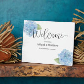 ようこそ結婚の水彩青紫陽花 フォトプラーク (側面)