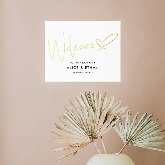 ようこそ結婚の署名スクリプトハート 箔ポスター
