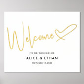 ようこそ結婚の署名スクリプトハート 箔ポスター (正面)