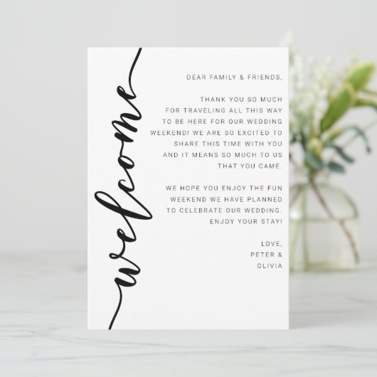 ようこそ結婚の週末の旅程カード (スタンド正面)